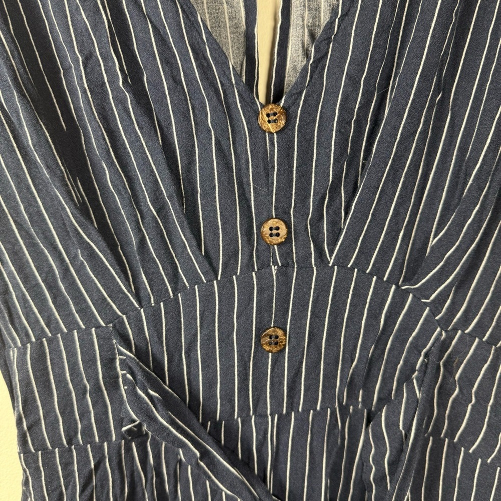 Cotton On Blue Sleeveless V-Neck Striped Jumpsuit Size Small - Picture 3 of 13